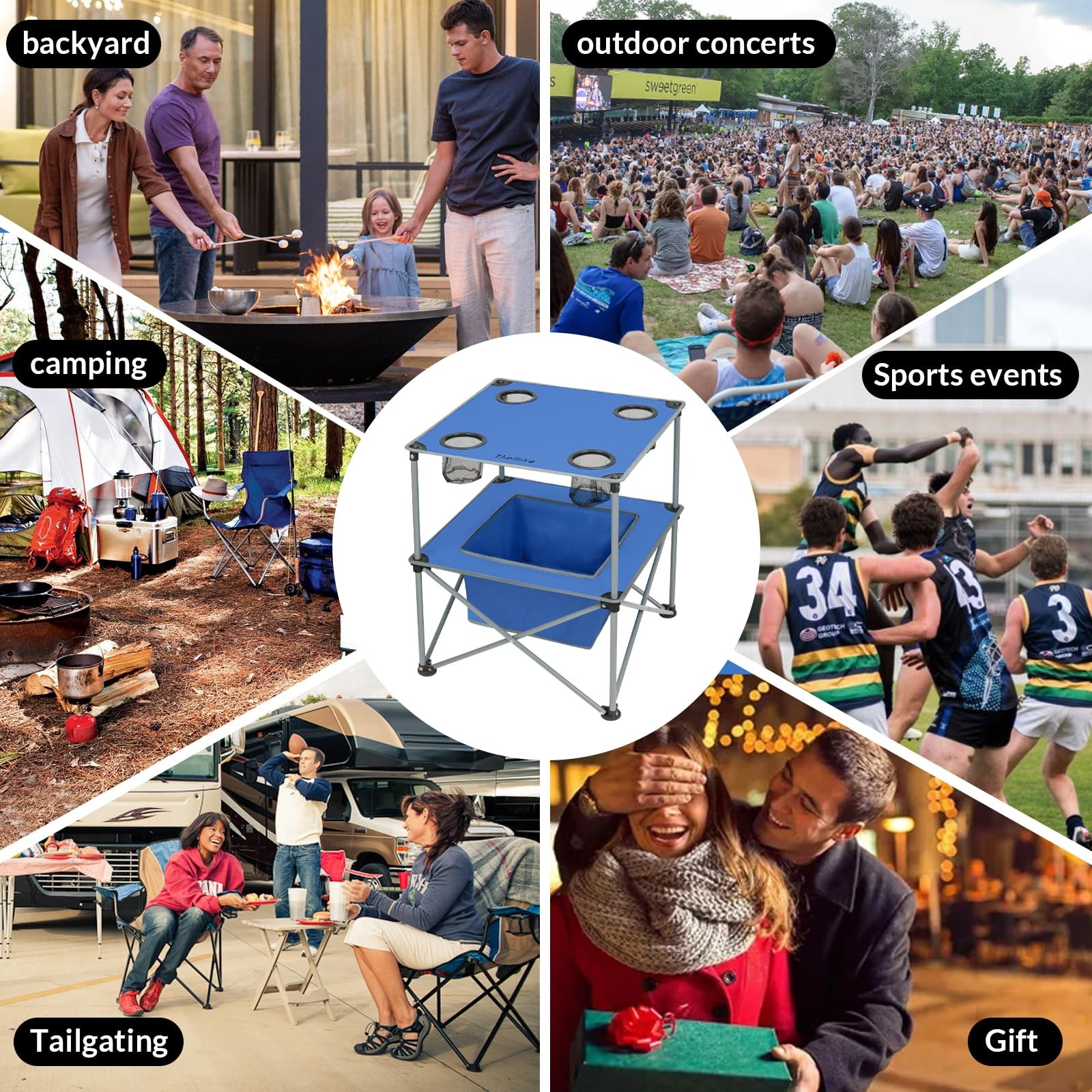 Folding Camping Table, Portable Outdoor Picnic Table, Rectangular Lightweight