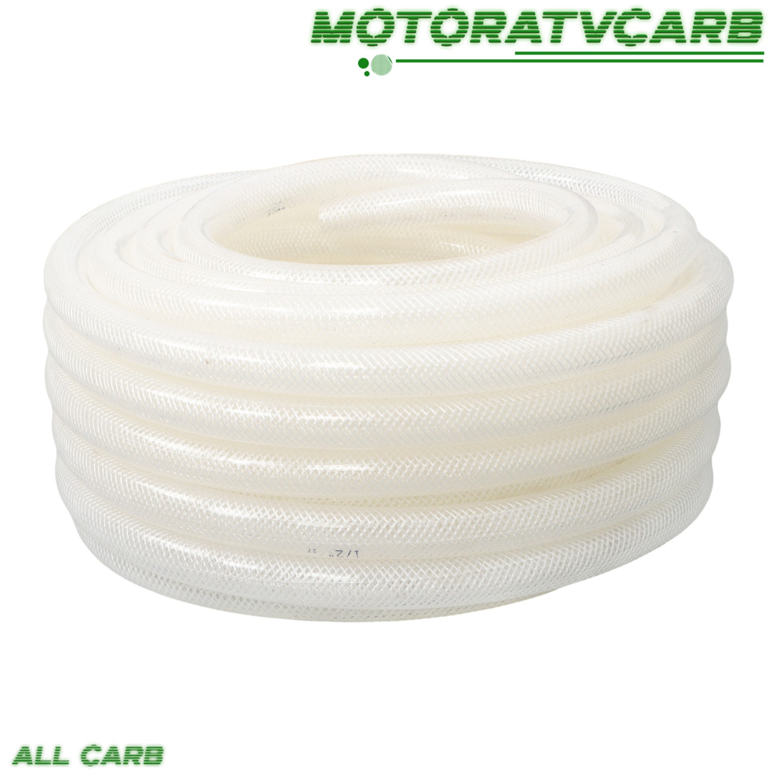 ALL-CARB 50 Ft 1/2" × 3/4" High Pressure Braided Clear PVC Vinyl Tubing 15Bar
