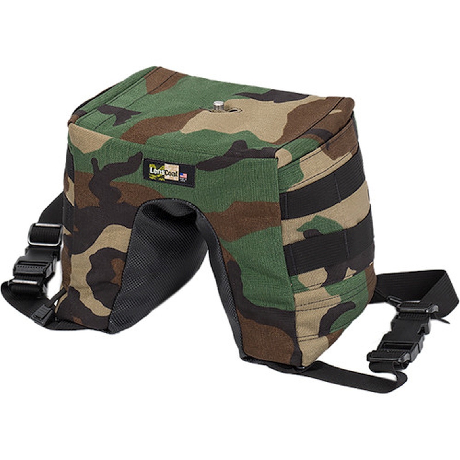 L@@K! LensCoat LensSack Pro Jr Beanbag + Support (Forest Green Camo, Empty)
