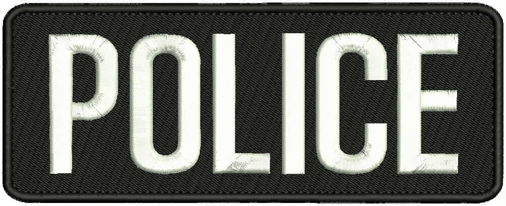 POLICE embroidery patches 8X3"  hook on back  white letters