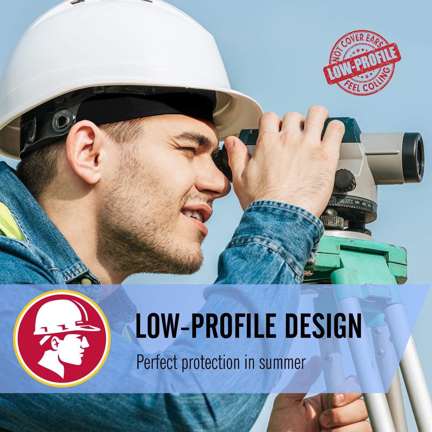 Low-Profile Cooling Helmet/hard hat Liner, Amaranth Red + Black Strips