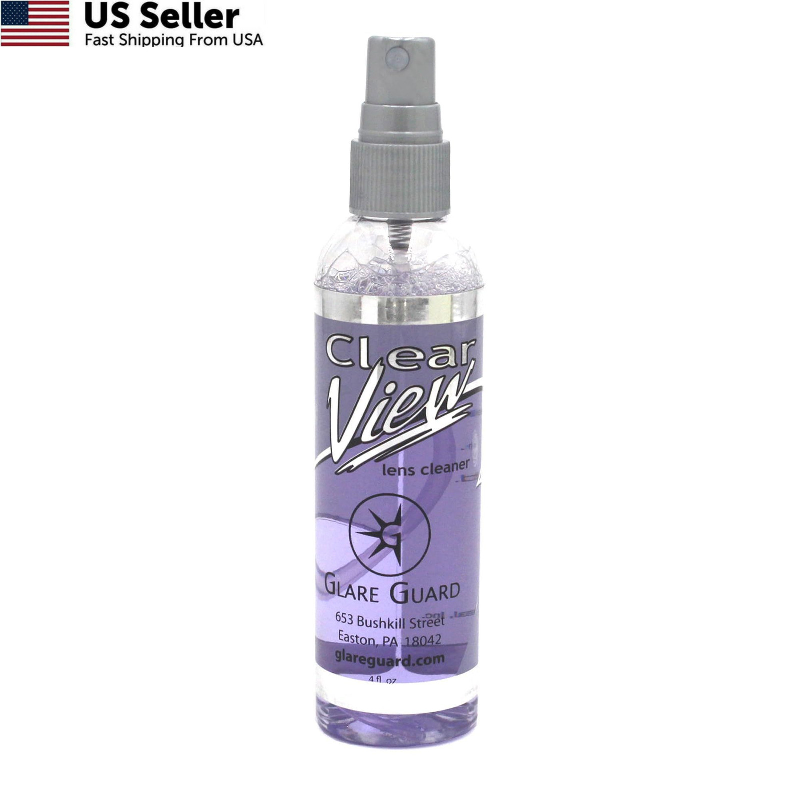 Glare Guard Clear View Lens Cleaner with Microfiber Cloth, 1 pack, 4oz bottle