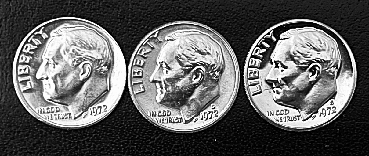1972 P&D Roosevelt Dimes BU and "S" in  Proof condition   FREE Ship (R002)