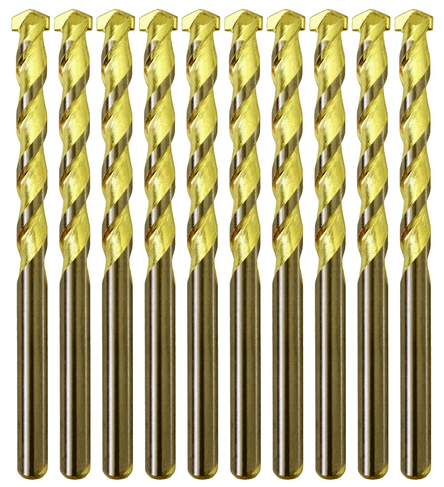 Masonry Drill Bit Set 3/8" Carbide Tip Golden Flute Concrete Drill Bits-10Pcs