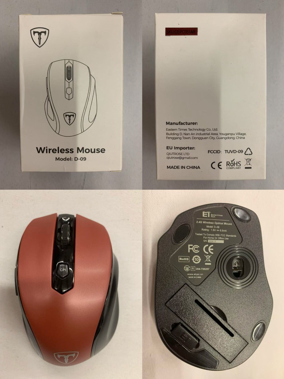 HOTWEEMS Wireless Mouse D-09 - USB Cordless, Ergonomic Grip, 2400 DPI 5-Level