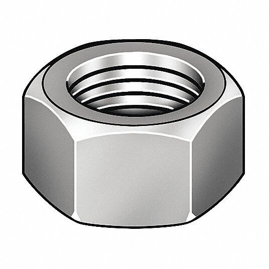 Hex Nut: 7/8"-9 Thread, Grade 2, Zinc Plated, 15 Pack, 2FE91