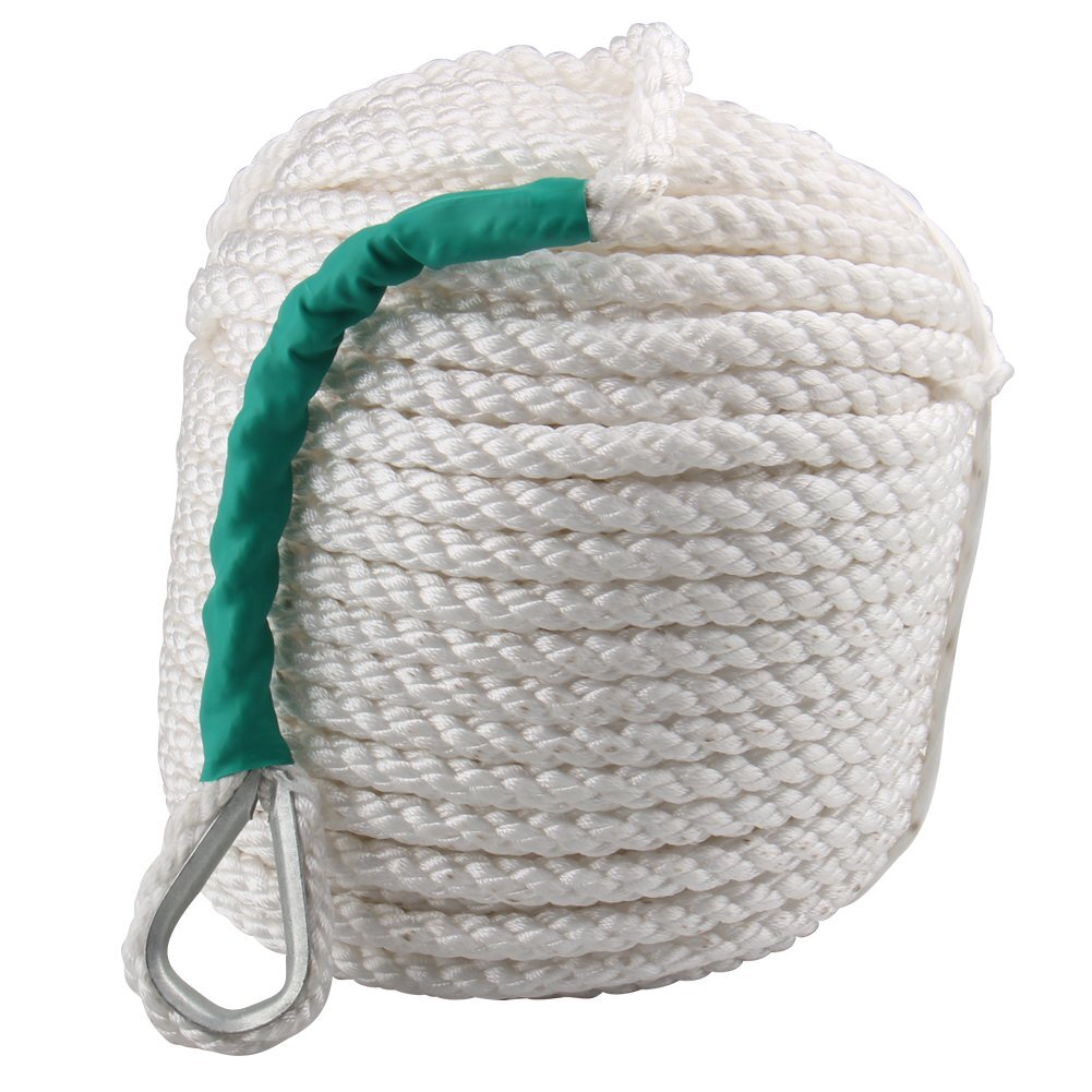 1/2" 100'Boat Rope Polypropylene Docking Rope Three Strand Anchor Line W/Thimble