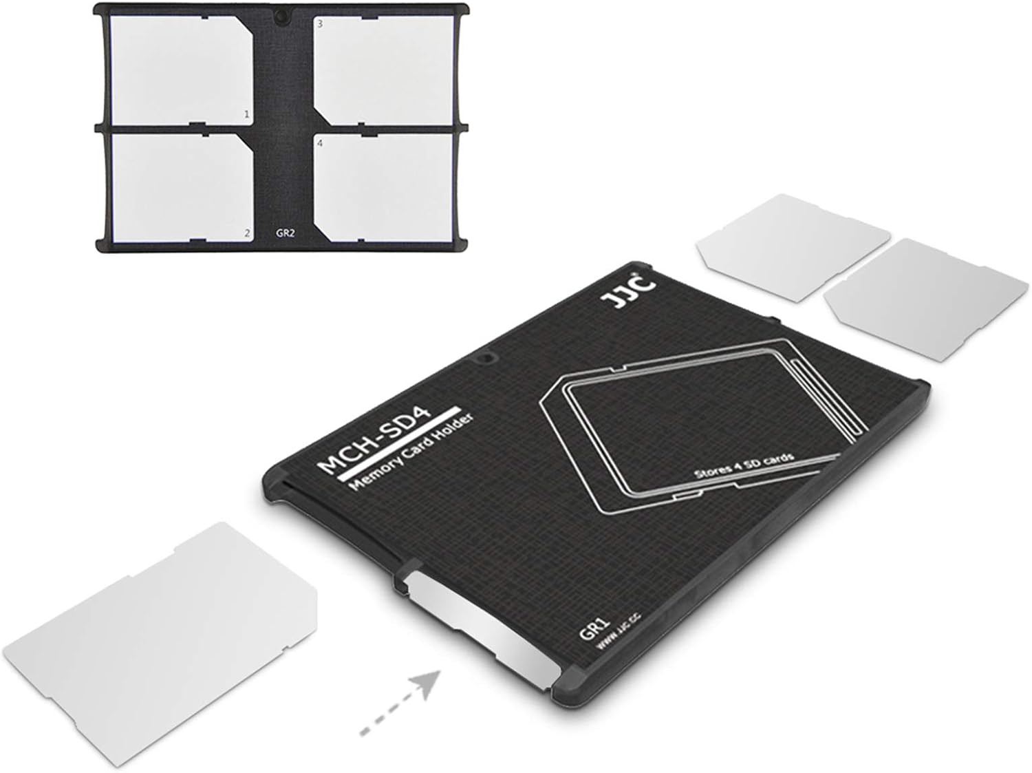 4-Slot SD Card Holder Case, Slim Ultra-Thin SDHC SDXC Memory Card Organizer