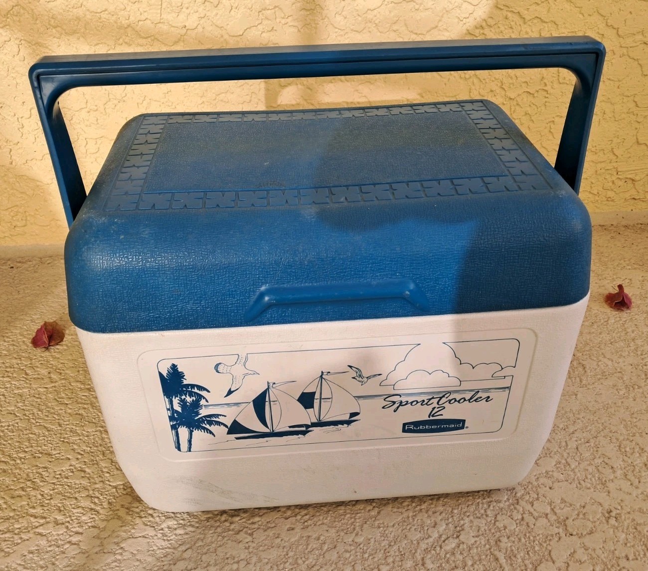 Vintage Rubbermaid Gott 12 Sportcooler w/ Lid Ocean Bird Boat Theme Cooler Rare