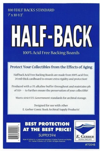 100 E. Gerber Half-BACK Standard 100% Acid Free 24 PT Archival Boards 700HB