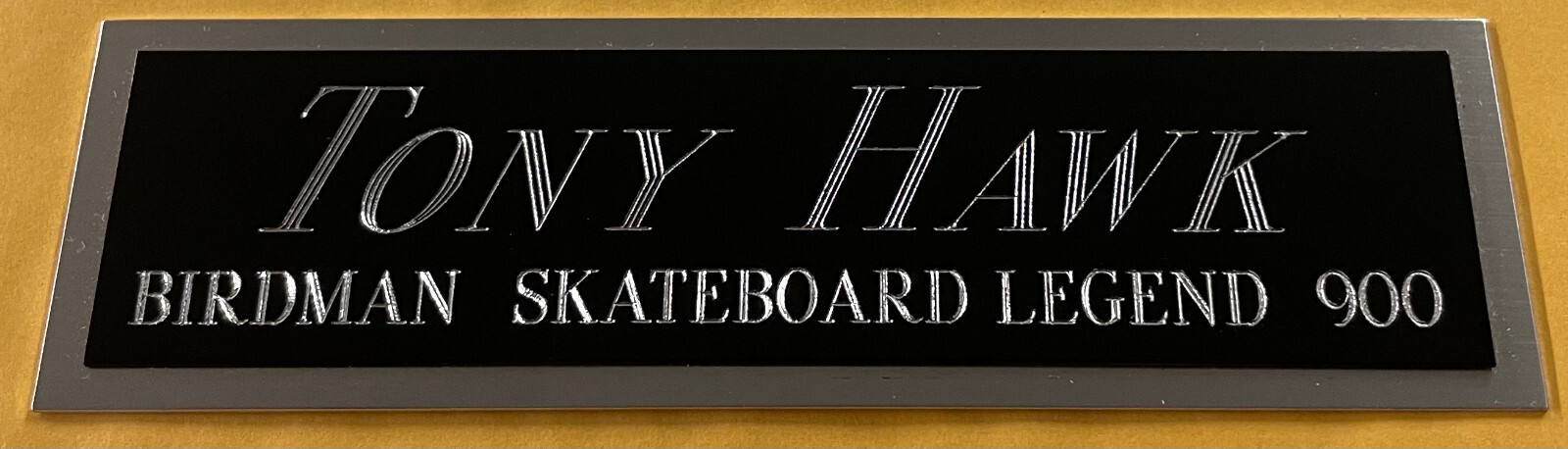 TONY HAWK NAMEPLATE for AUTOGRAPHED Signed SKATEBOARD-PHOTO-KNEE PAD-BOOK-HELMET
