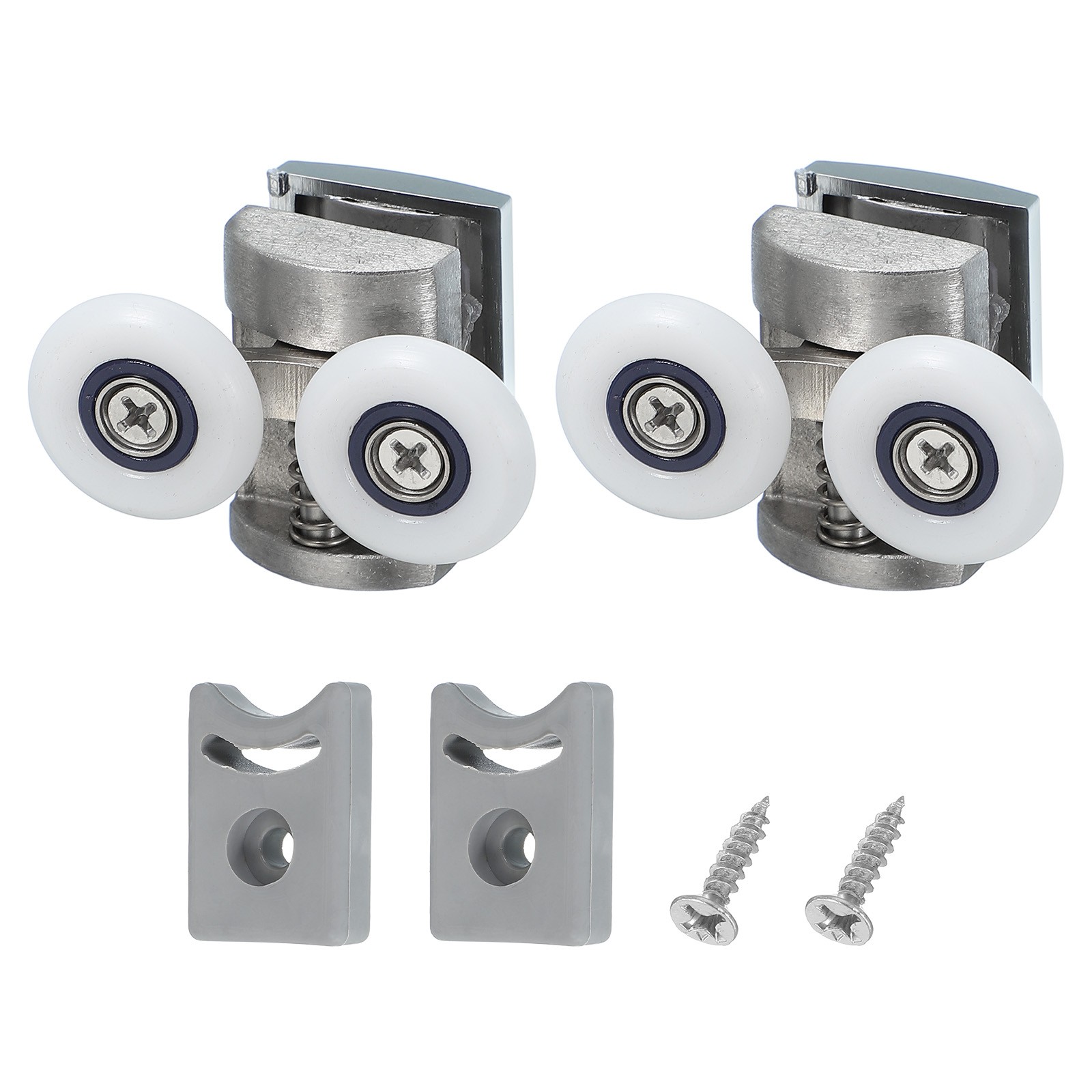 2Pcs 25mm Double Shower Door Rollers 304 Stainless Steel Bottom Wheels Silver