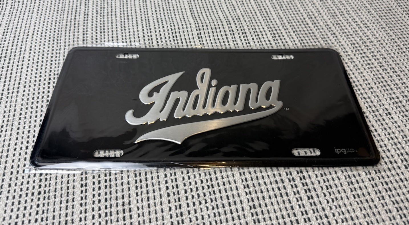 NEW ipg Team Sports Black Indiana Script Logo License Plate Hoosiers Football