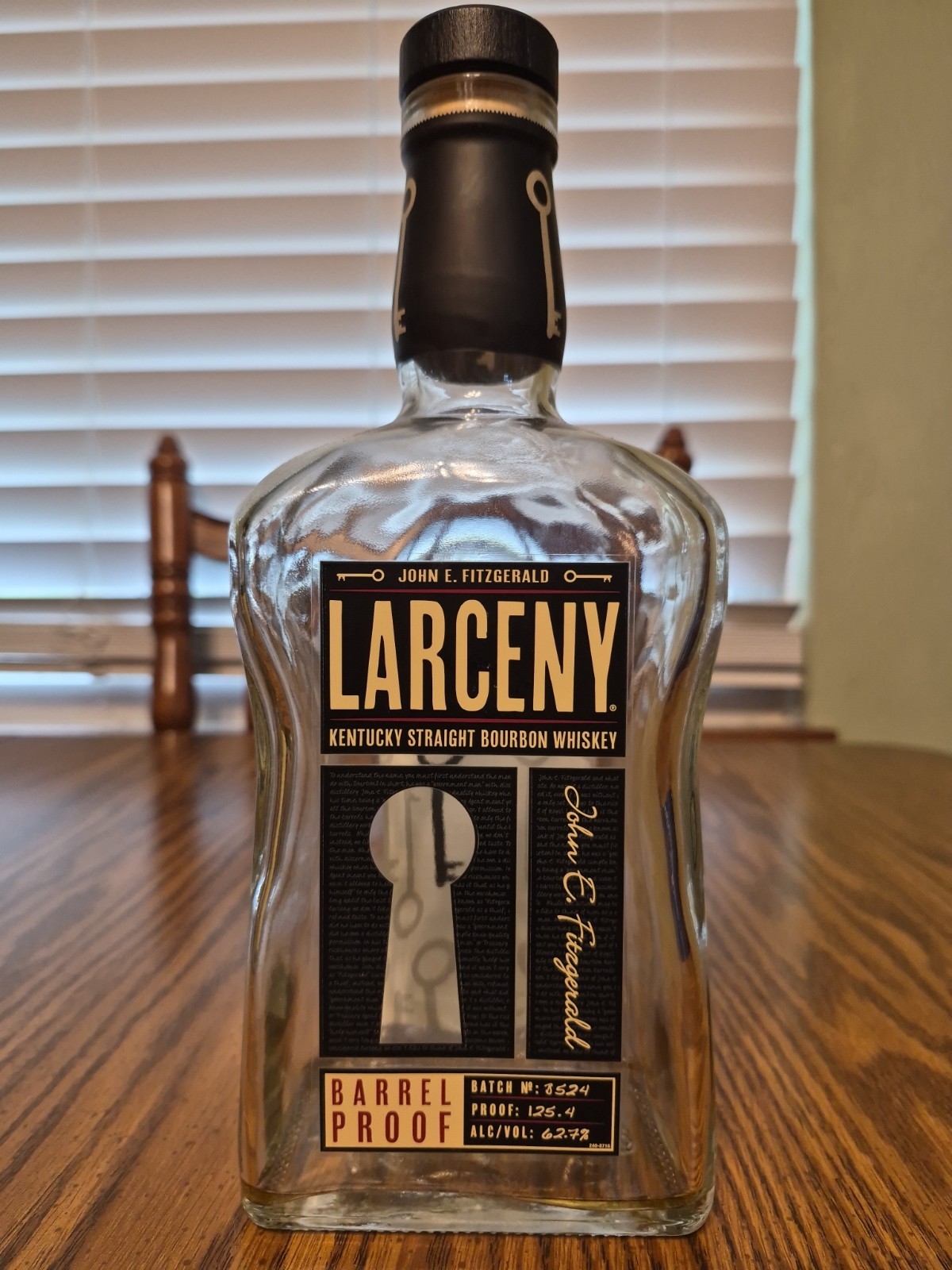 LARCENY - "BARREL PROOF" (EMPTY BOTTLE) 750ML.