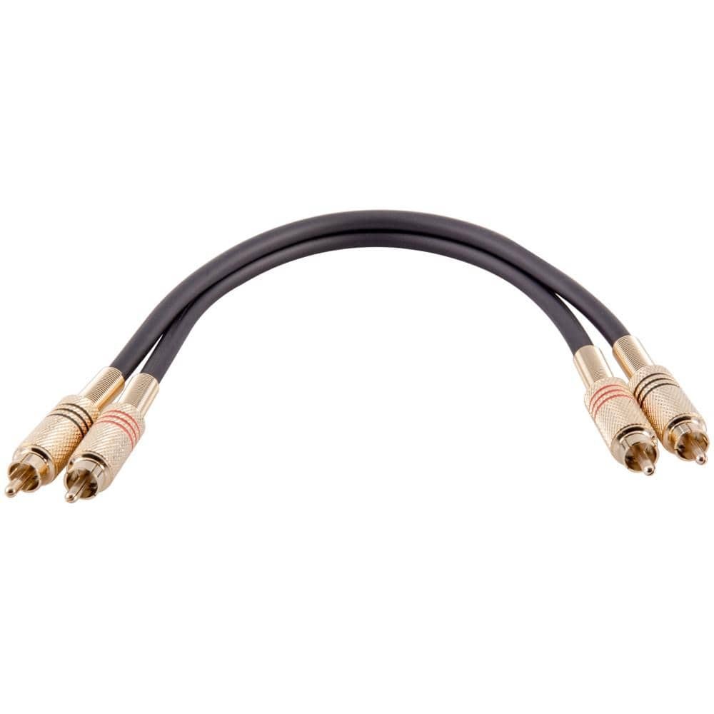 Seismic Audio Premium Black 1 Foot Dual RCA Male Audio Patch Cable