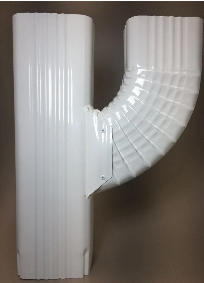 Downspout Gutter Y Connector 3x4 Upright High Gloss White