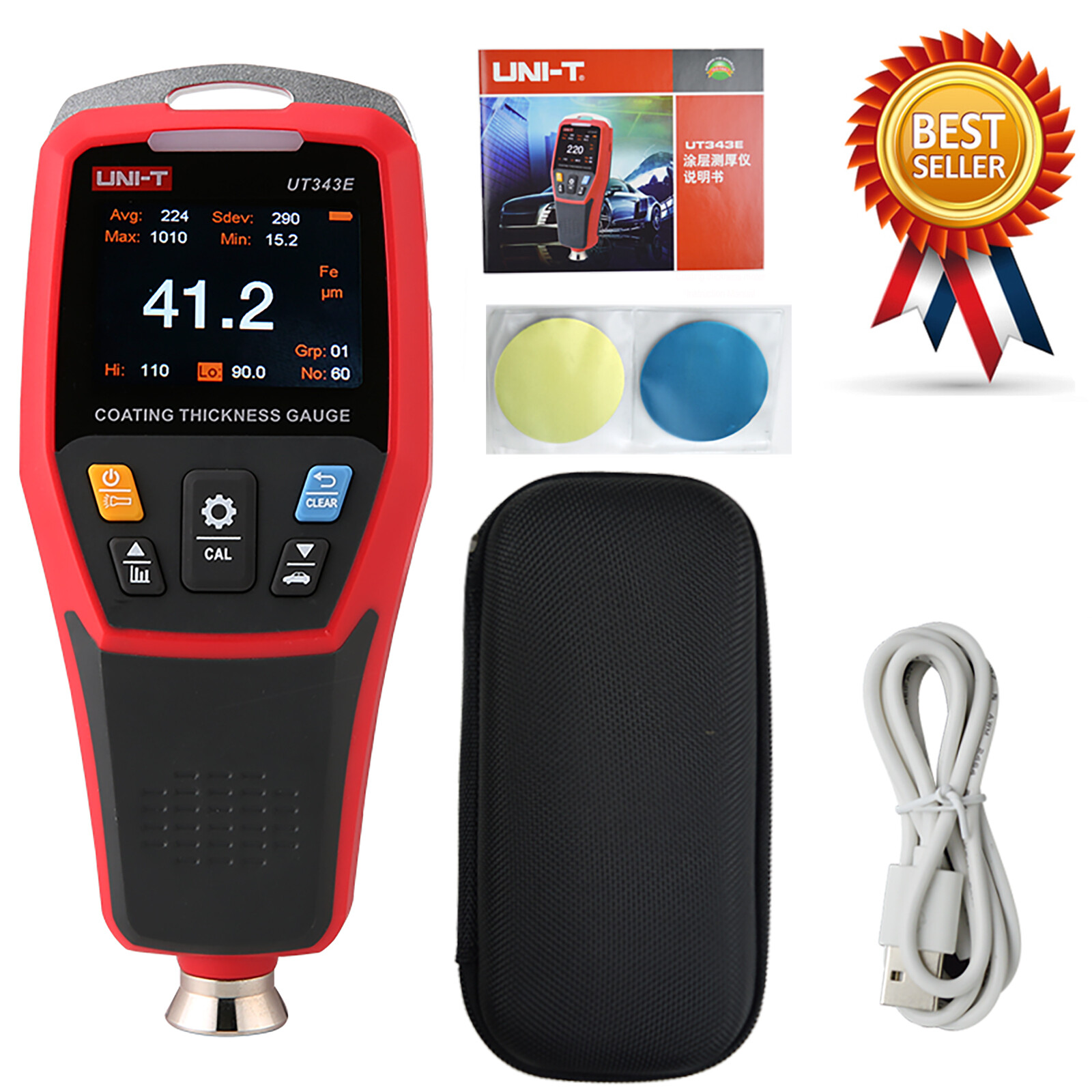UT343E Coating Thickness Gauge  Bluetooth APP  2''color TFT screen✦KD