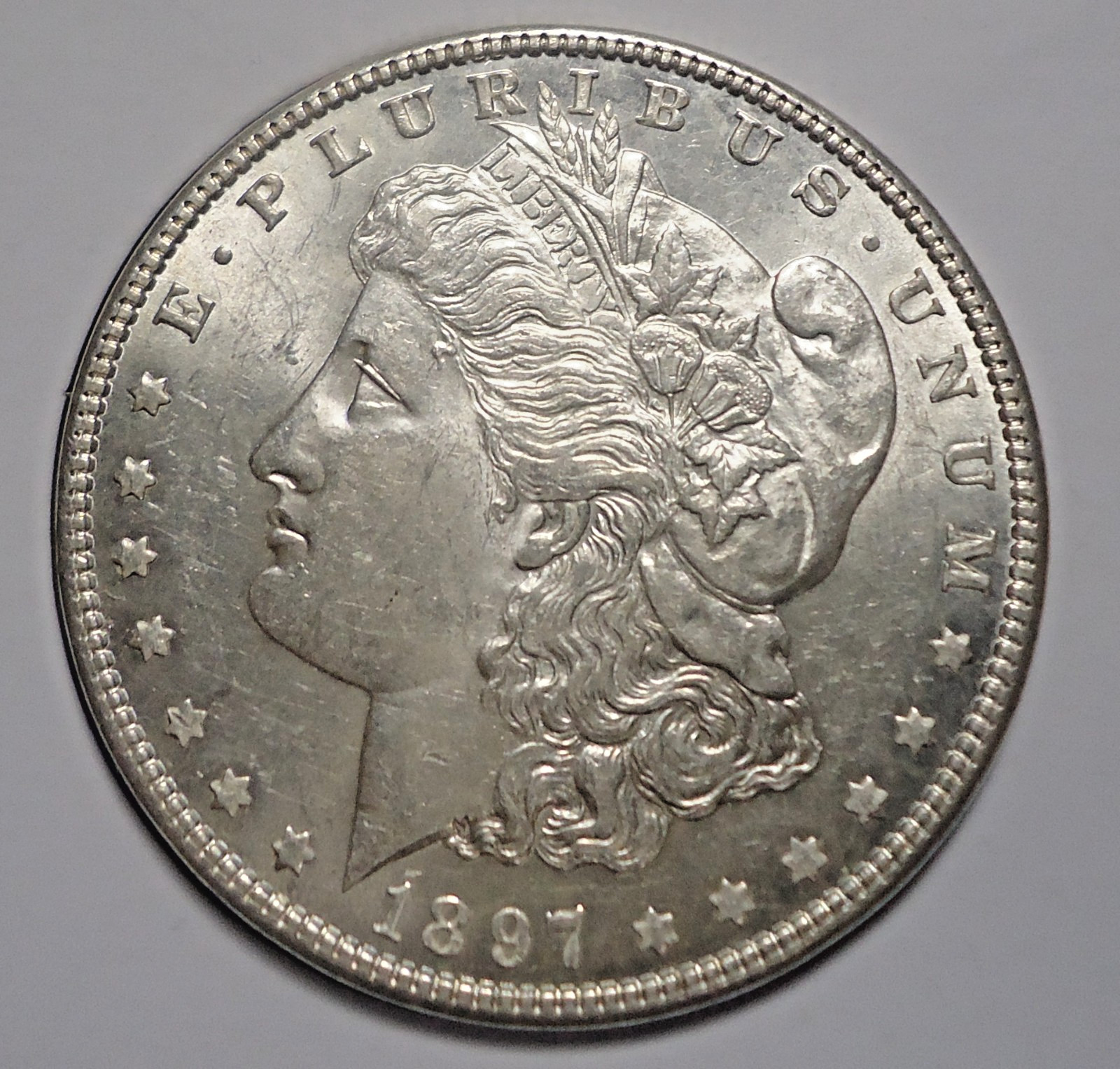 Choice Uncirculated BU 1897 Philadelphia Morgan silver dollar FREE SHIPPING!