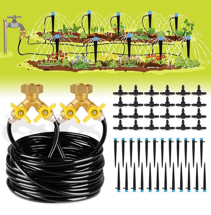 HIRALIY 100ft Drip Irrigation Kit Plant Watering System 8x5mm 98.4FT/30M