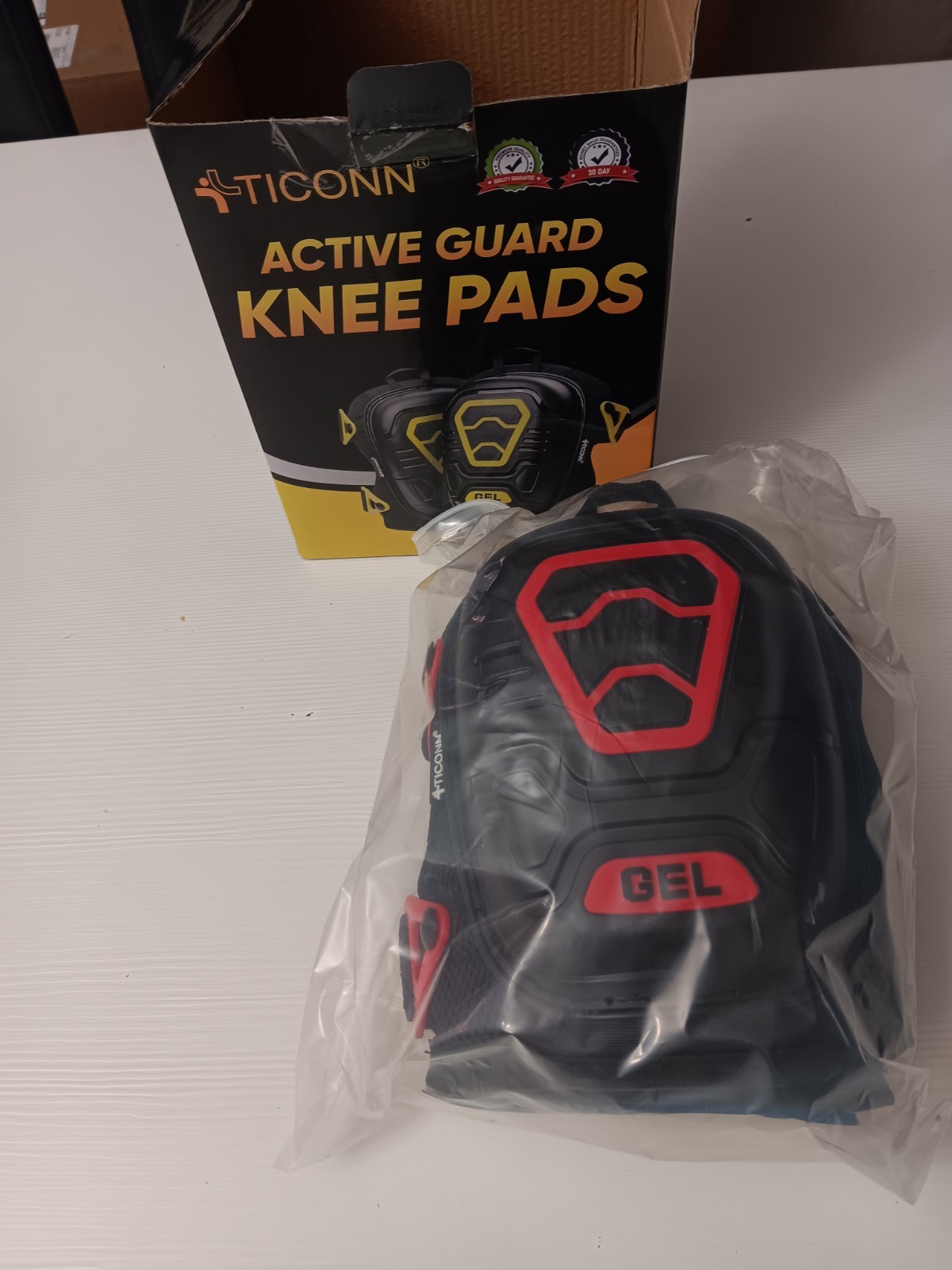 TICONN Gel Knee Pads Professional Heavy Duty Work Black Yellow
