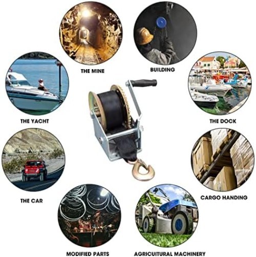 Ergonomic 1600lbs Winch with Durable Nylon Strap - Perfect for Boats & Trailers