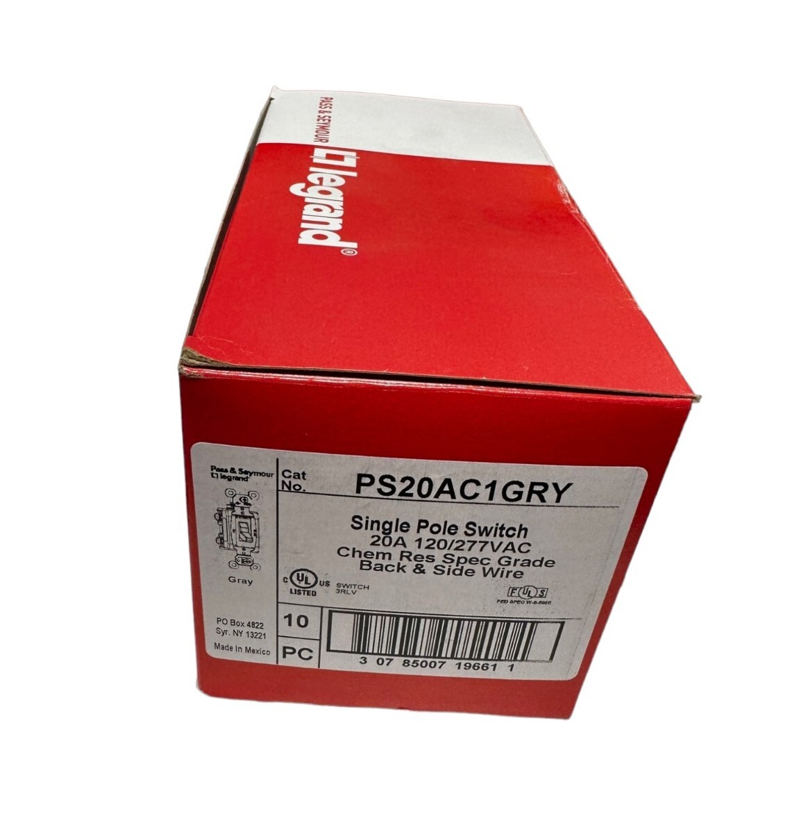Pass & Seymour Legrand PS20AC1GRY, 1- Pole Switch (LOT OF 10) 🔥Fast Shipping🔥