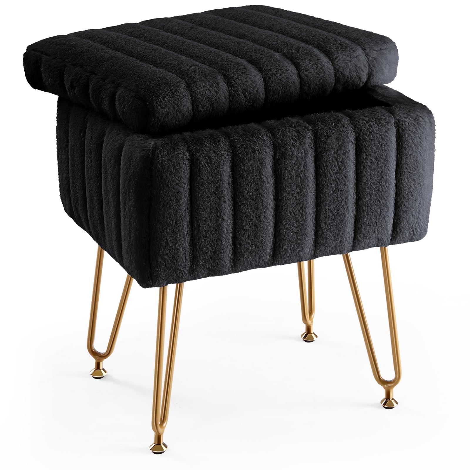 Vanity Stool Chair, Ottoman with Storage, Makeup Cute Soft Small Footstool, M...