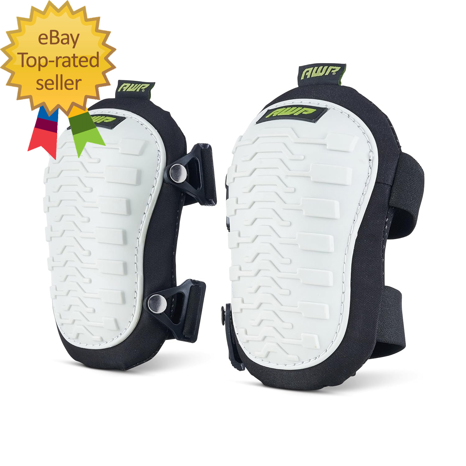 Adult Knee Pads 1 Pair Non-Marring Cap Black and White | Foam Padding