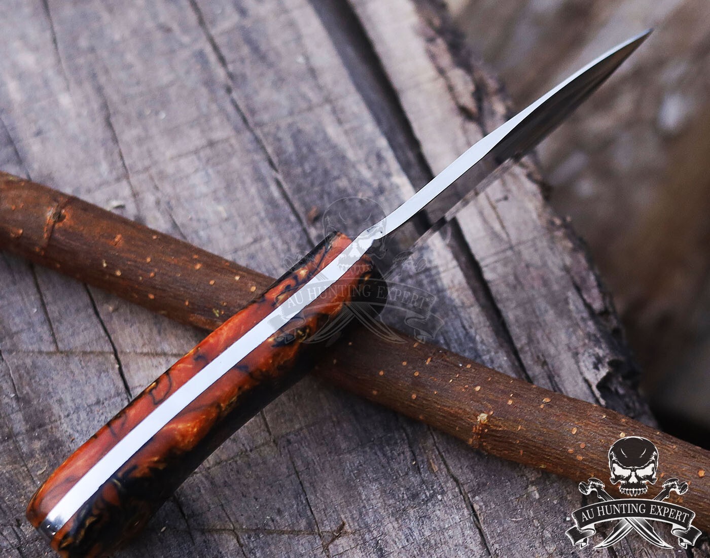 Hunting Full Tang Skinner Hunting Knife with Leather Sheath 8"
