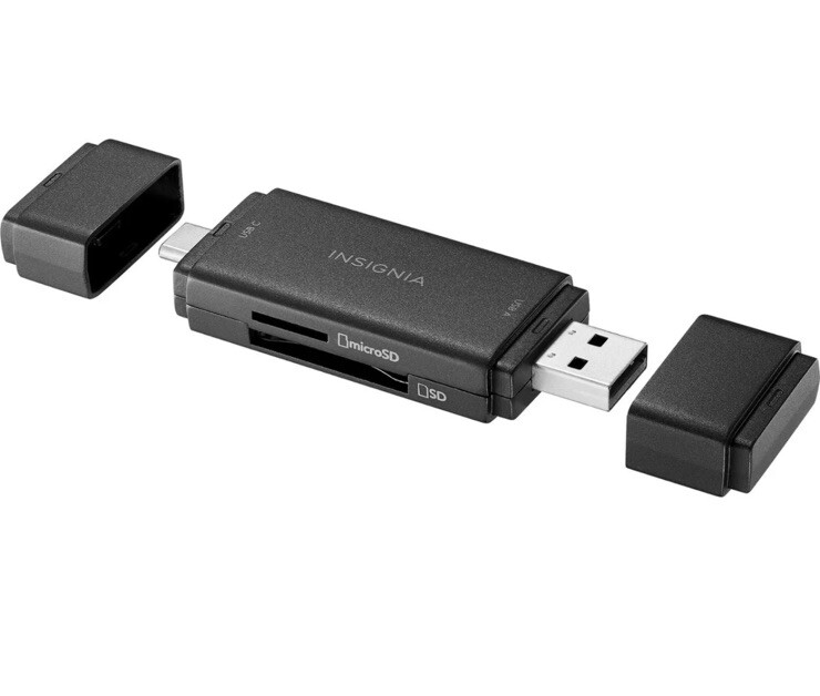 Insignia USB-C usb to SD microSD Memory Card Reader PC MAC Tablets ios Android