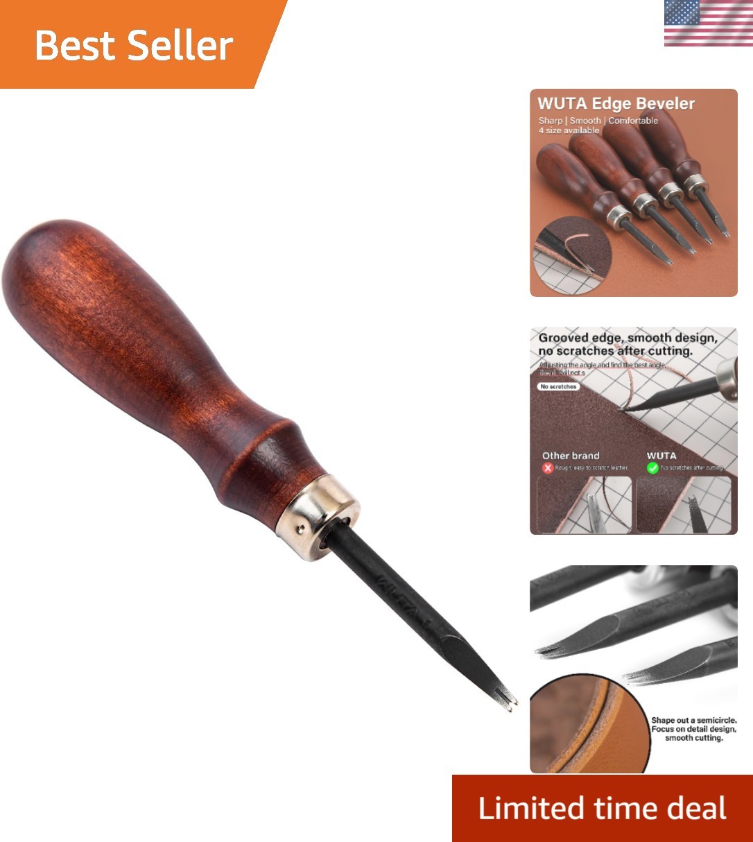 Versatile Leather Beveling Tool - Lightweight Design and Comfortable Grip, 0.8mm