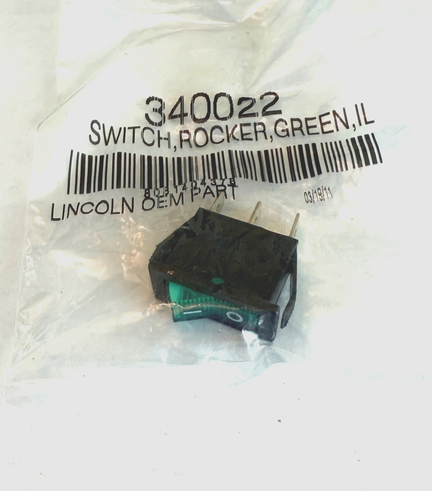 LINCOLN 340022 GREEN ROCKER SWITCH RETURN TOASTER 8005
