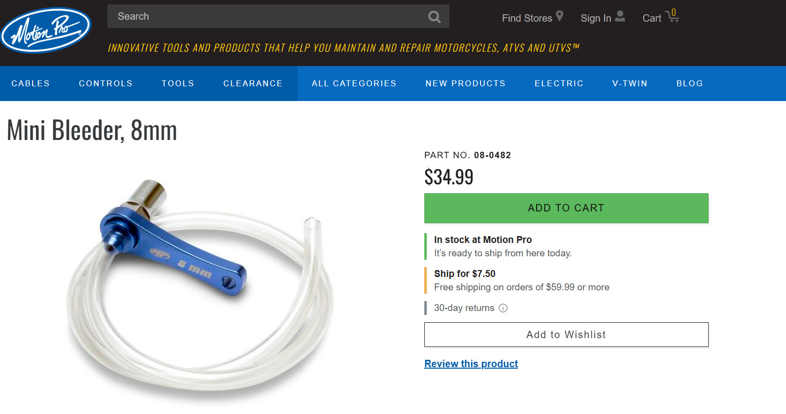 OEM  Motion Pro Mini Bleeder Brake Bleeding Tool  08-0482   OEM