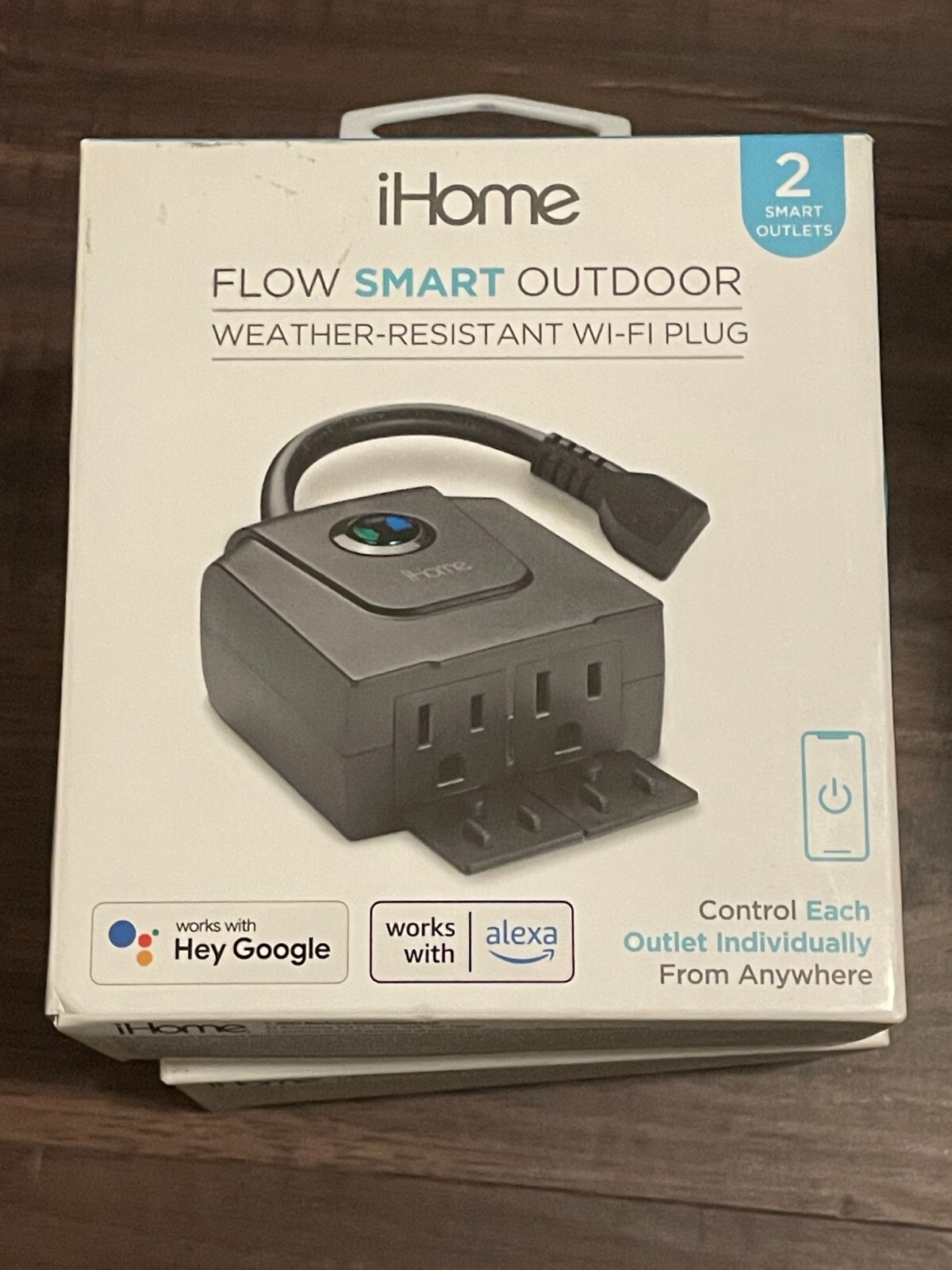 iHome Flow Smart Outdoor Weather -Resistant Wi-Fi Plug 2 smart outlets