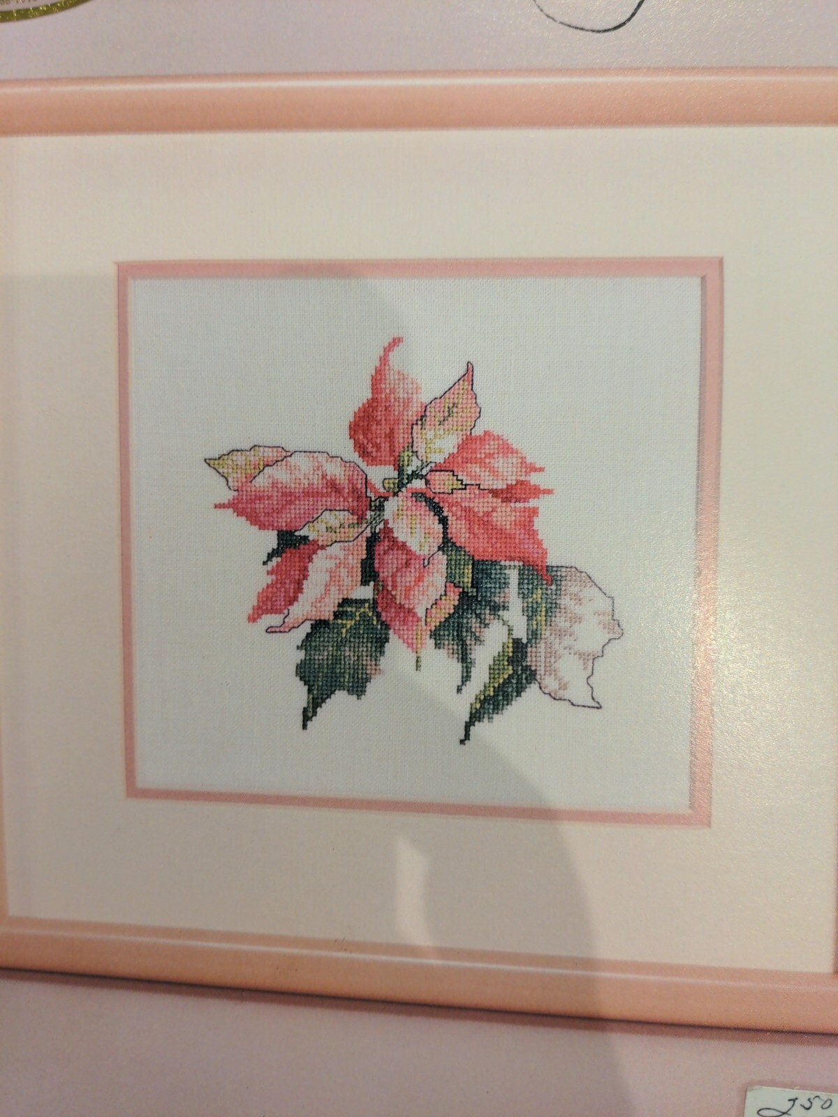 Vintage 1987 Green Apple Pastel Poinsettia Counted Cross Stitch Booklet Leaflet