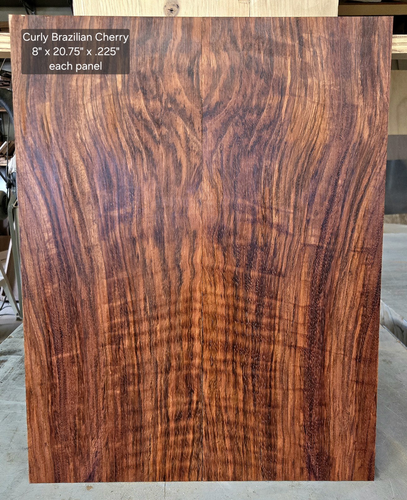 Curly Jatoba/Brazilian Cherry Wood Electric/Bass Guitar Drop Top Set