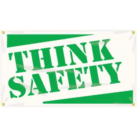 Accuform Mbr412 Banner, Think Safety, 28 In H X, 48 In W, Poly Sheeting