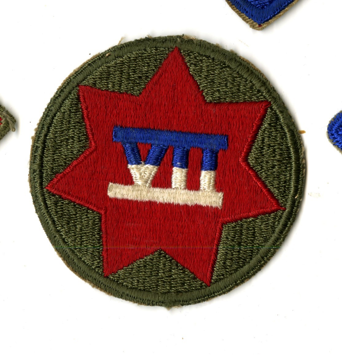 VII Corps 2nd Design White Back Patch WWII Vintage D-Day Utah Beach