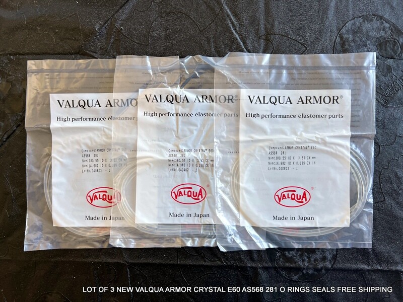 LOT OF 3 NEW VALQUA ARMOR CRYSTAL E60 AS568 281 O RINGS SEALS FREE SHIPPING