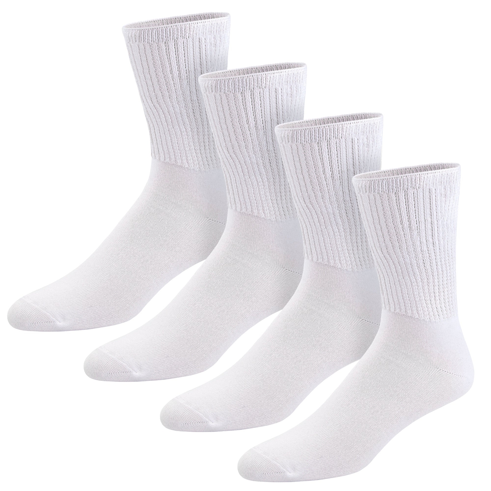 Thin Combed Cotton Diabetic Socks, Loose, Wide, Non-Binding Low-Crew Socks (Fits