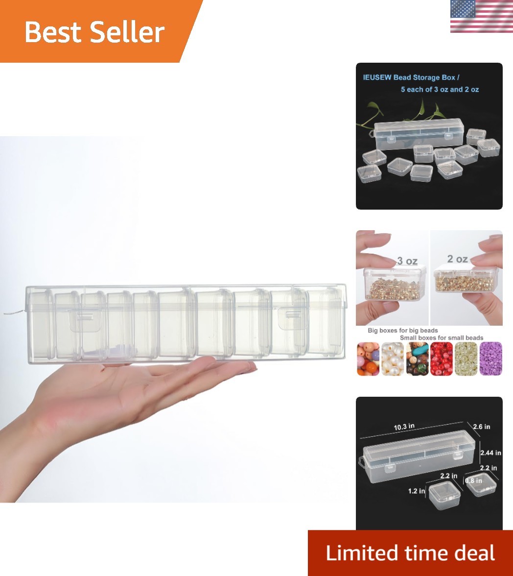 Durable Spill-Proof 11 Clear Bead Organizers - Ideal for Crafting and Storage