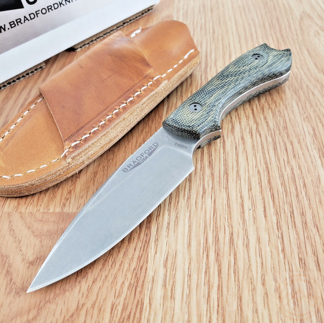 Bradford Knives Guardian 3 Fixed Knife 3.5" N690 Steel Blade Camo Micarta Handle
