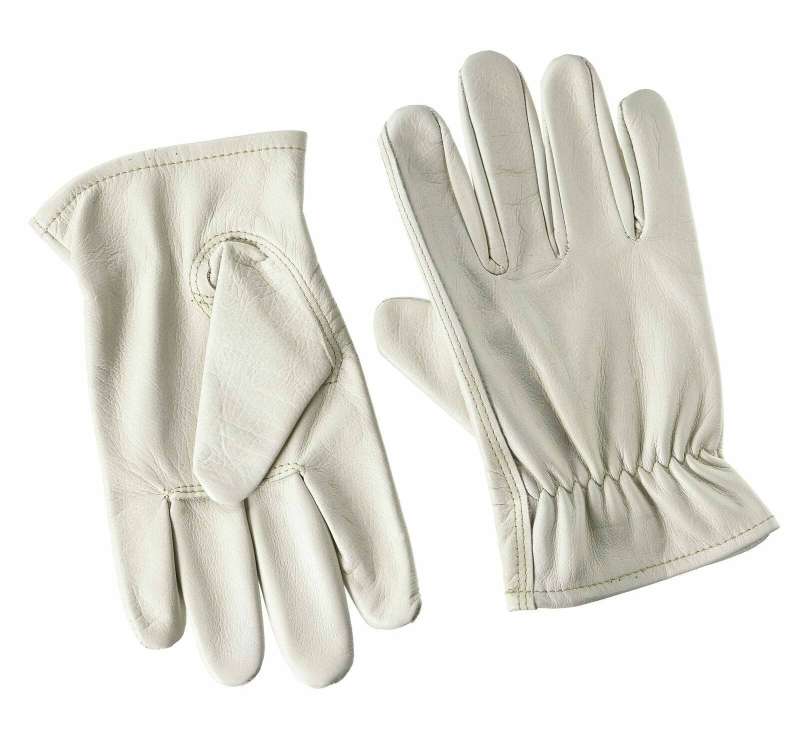 Midwest  Quality Glove Cowhide Leather Work Gloves, White, Large 2 Pairs