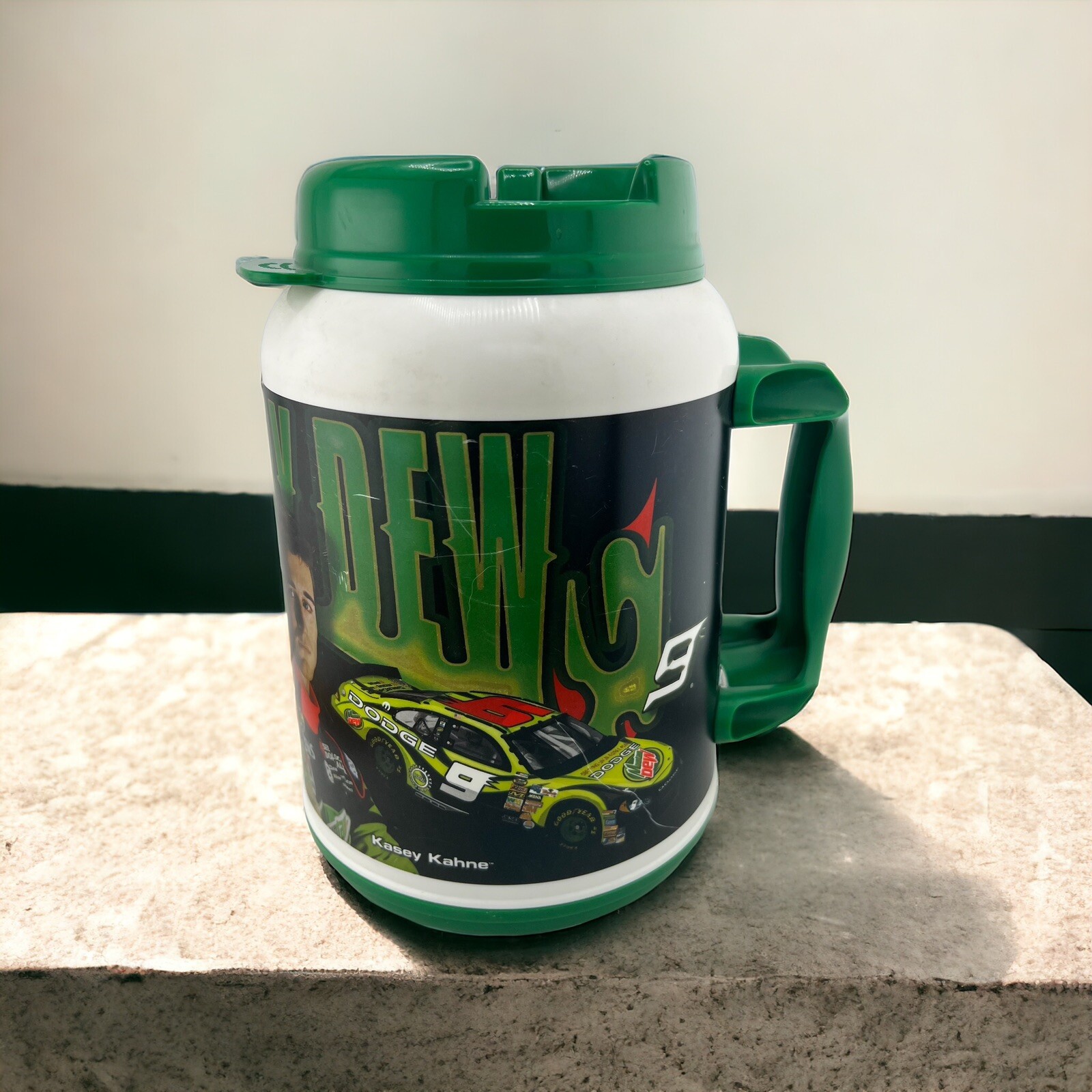 Whirley 64 oz  Mountain Dew Travel Jug Mug Cup Nascar KASEY KANE JEREMY MAYFIELD