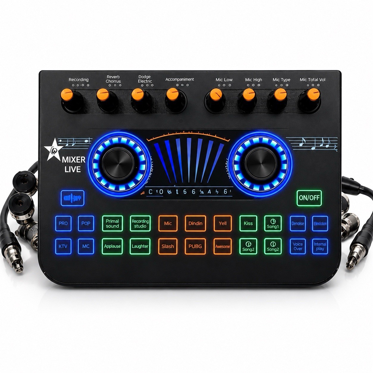 Audio Mixer Sound Card Live Streaming Podcast DJ Console Bluetooth USB Interface