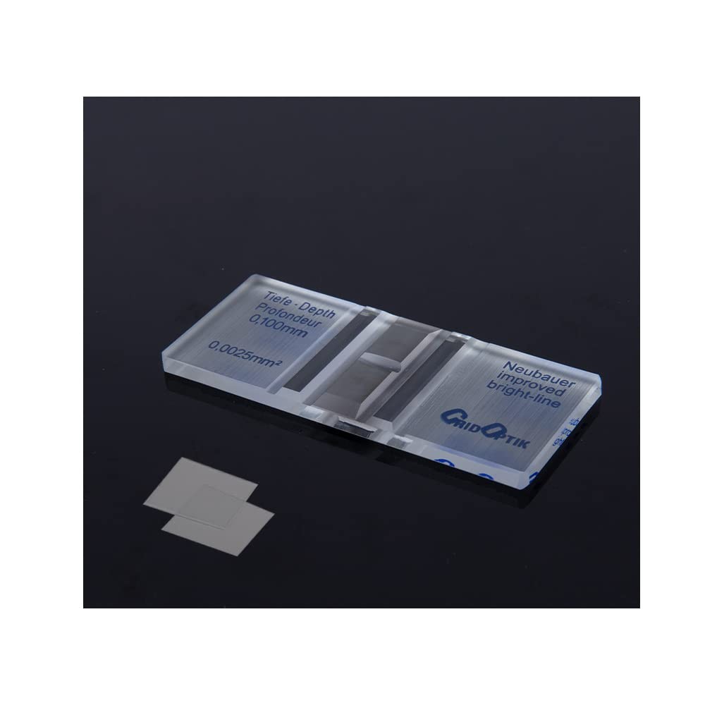Cell Counting Chamber，Improved Neubauer Hemocytometer with Bright Line and 2 pcs