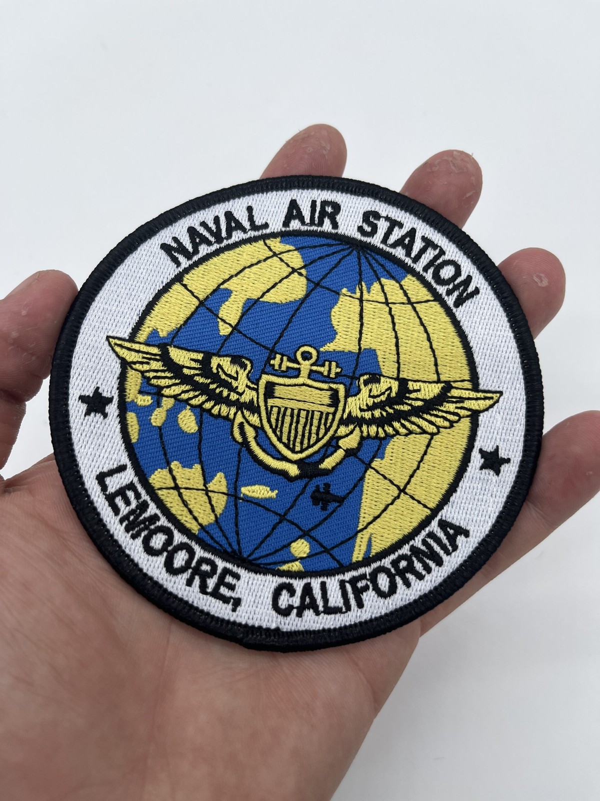 NAS Lemoore Patch, 4 Inch Embroidered, Hook and Loop Backing