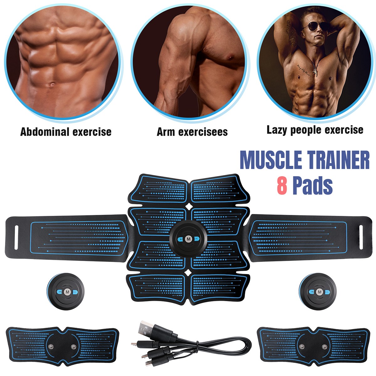 USB Electric Core Trainer Abdominal Muscle Toner Toning Stimulator Machine Set