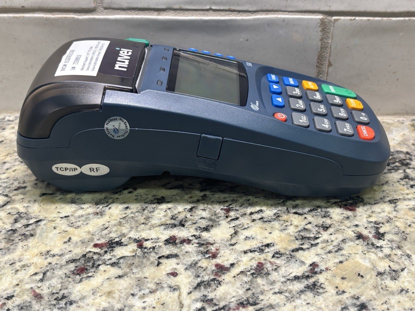 PAX S80 Credit Card Reader Terminal Unit w/ Cables & Receipt Tape Powers On EUC