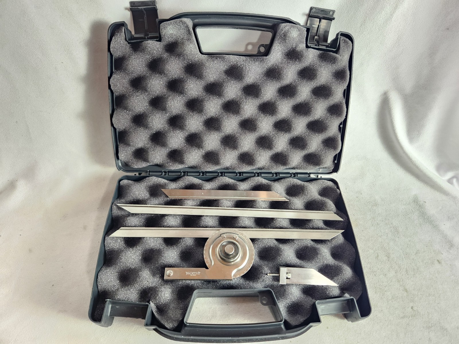 Starrett Protractor No. 364 USA W/ Vernier Lock Plastic Case 7" & 12" Blades